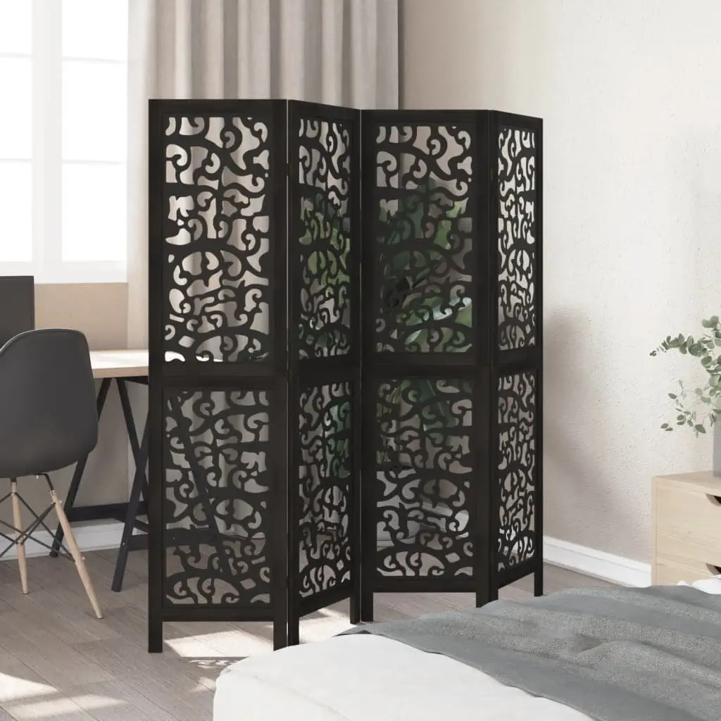 Room Divider 4 Panels Black Folding Privacy Screen Partition Indoor Decor