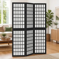 Room Divider 3 Panels Black Folding Privacy Screen Indoor Bedroom Living Space
