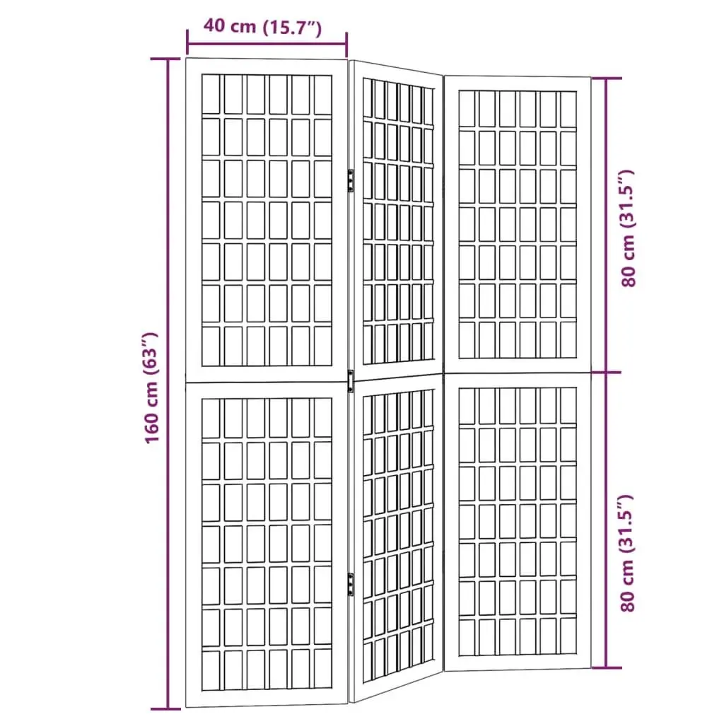 Room Divider 3 Panels Black Folding Privacy Screen Indoor Bedroom Living Space