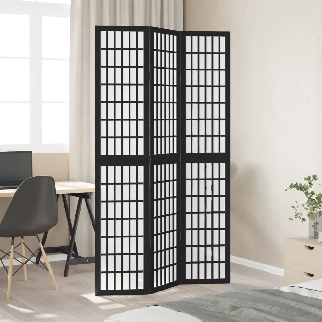 Room Divider 3 Panels Black Folding Privacy Screen Indoor Partition Hinged