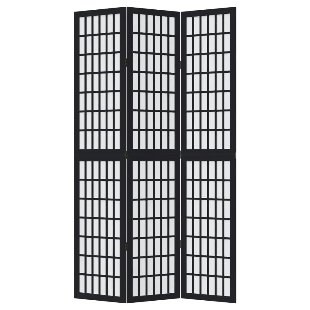 Room Divider 3 Panels Black Folding Privacy Screen Indoor Partition Hinged