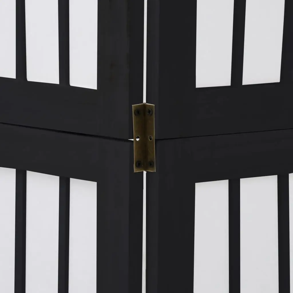 Room Divider Wood Frame 6 Panels Black Folding Privacy Screen Indoor