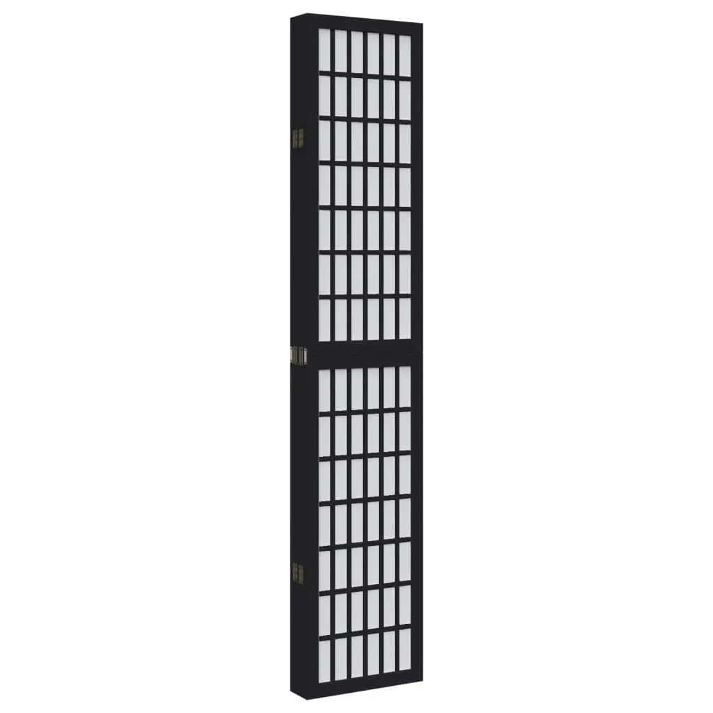 Room Divider Wood Frame 6 Panels Black Folding Privacy Screen Indoor