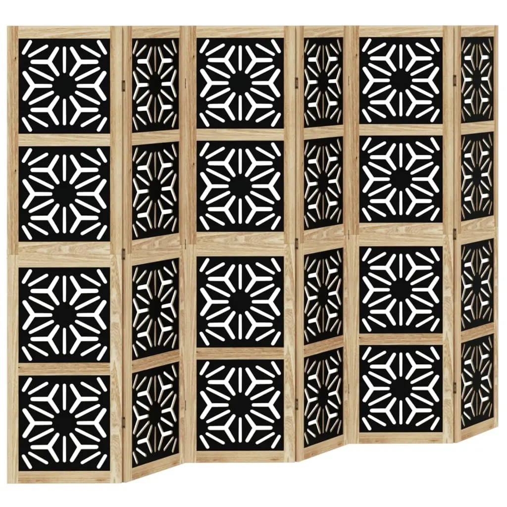 Room Divider Engineered Wood 6 Panel Folding Privacy Screen Brown and Black
