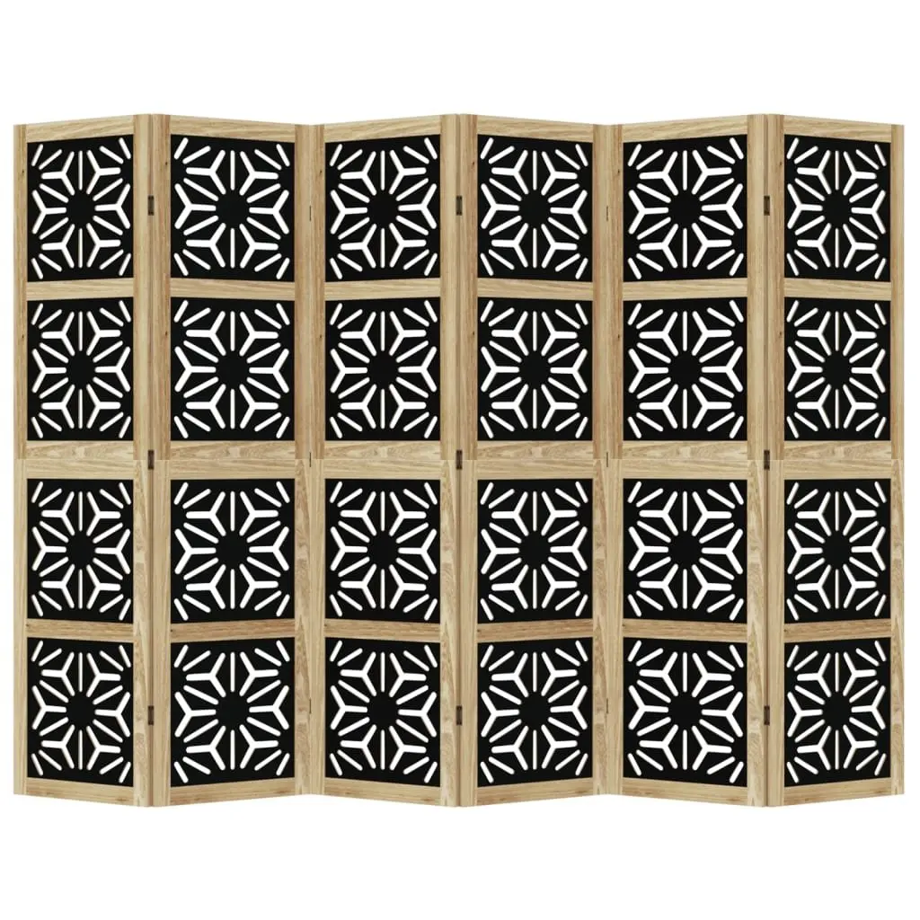 Room Divider Engineered Wood 6 Panel Folding Privacy Screen Brown and Black