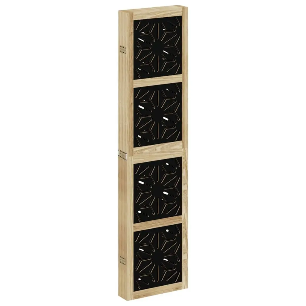 Room Divider Engineered Wood 6 Panel Folding Privacy Screen Brown and Black