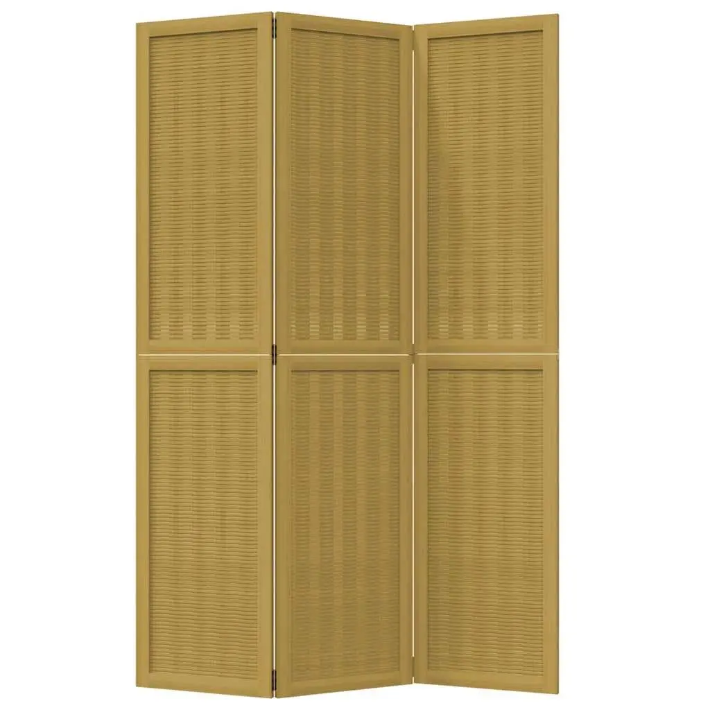 Room Divider 3 Panels Brown Folding Privacy Screen Indoor Partition Wooden Frame