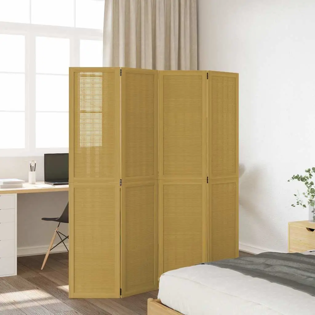 4-Panel Brown Folding Privacy Screen for Indoors