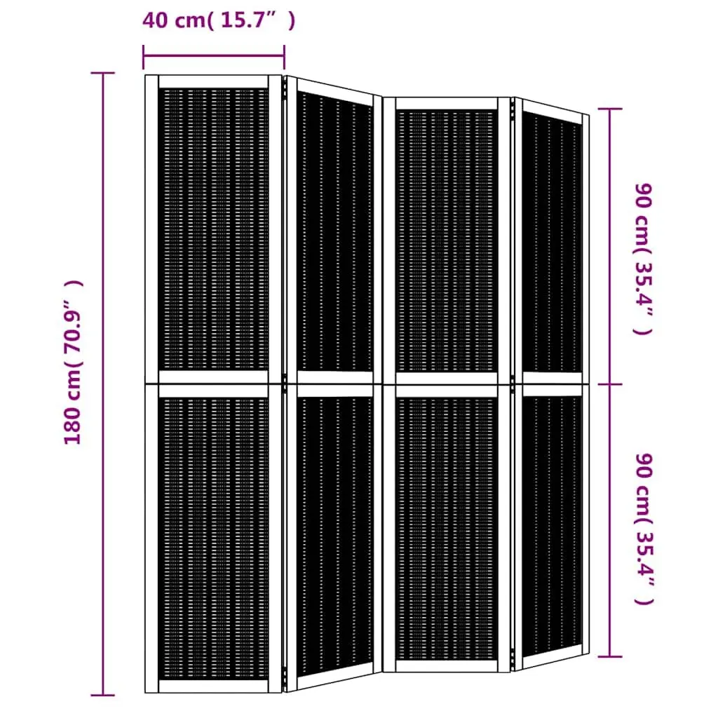 4-Panel Brown Folding Privacy Screen for Indoors