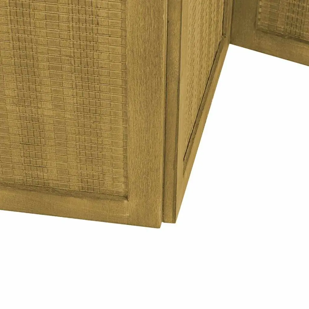 5 Panel Folding Privacy Screen Room Divider Brown Paulownia Wood with Bamboo Strips