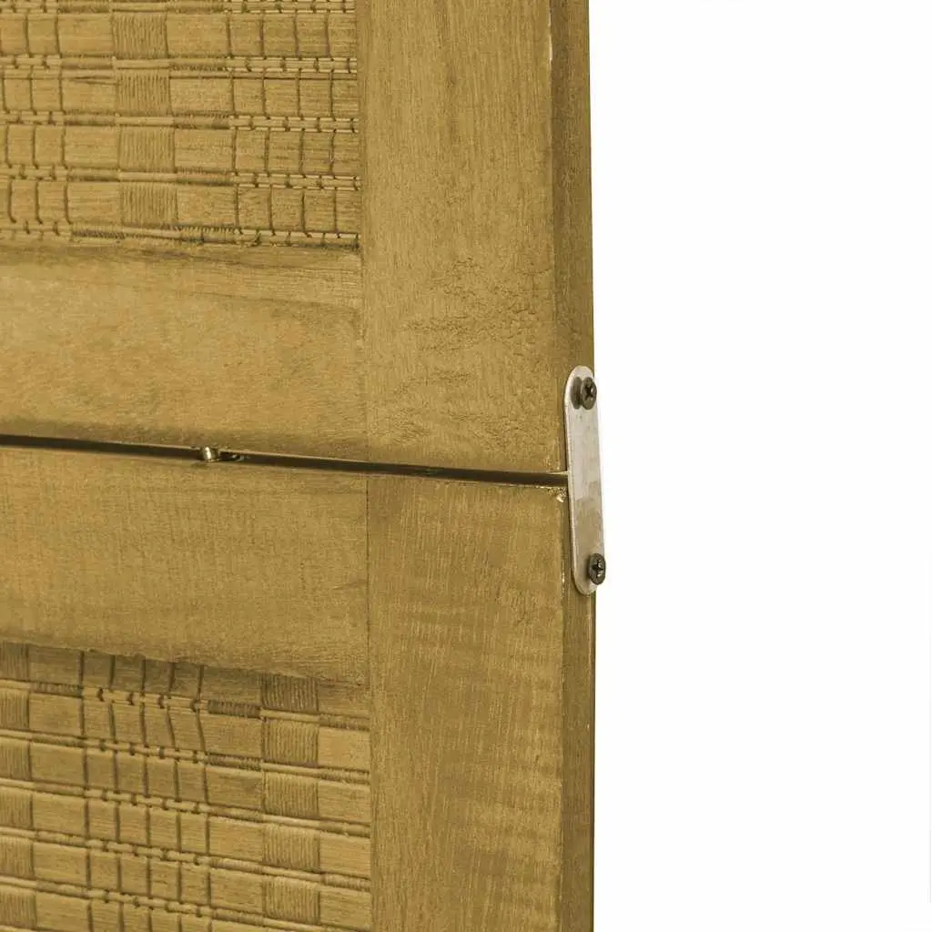 5 Panel Folding Privacy Screen Room Divider Brown Paulownia Wood with Bamboo Strips