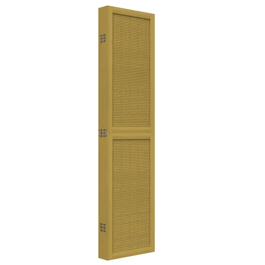 Room Divider Folding Privacy Screen 6 Panels Solid Paulownia Wood Natural Bamboo Strips Brown