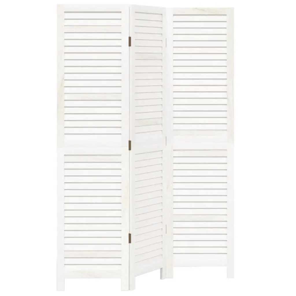 Room Divider 3 Panels White Solid Wood Paulownia Folding Privacy Screen