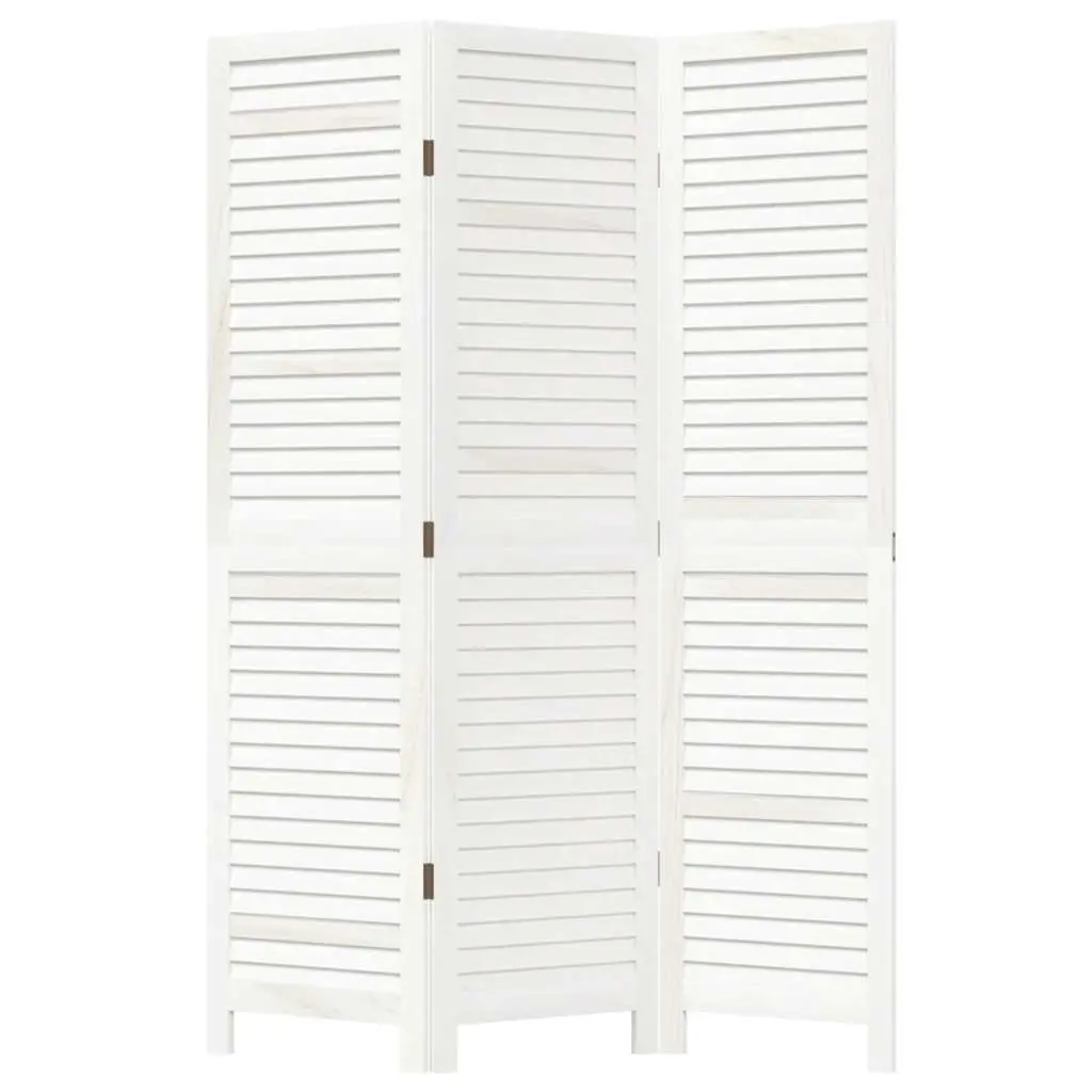 Room Divider 3 Panels White Solid Wood Paulownia Folding Privacy Screen
