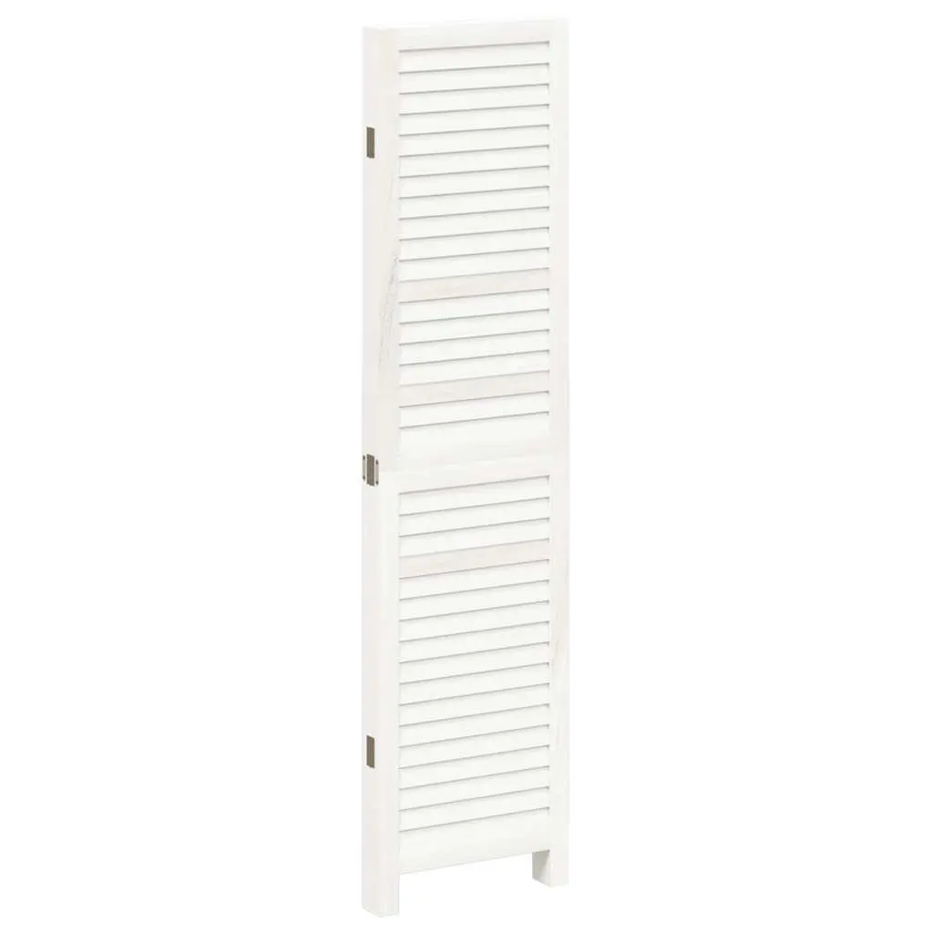Room Divider Folding Privacy Screen 4 Panels Solid Paulownia Wood White Indoor Partition