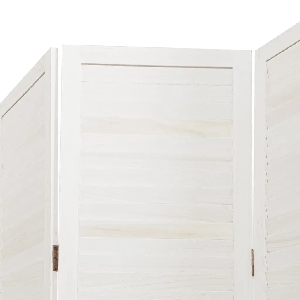 Room Divider Folding Privacy Screen 4 Panels Solid Paulownia Wood White Indoor Partition