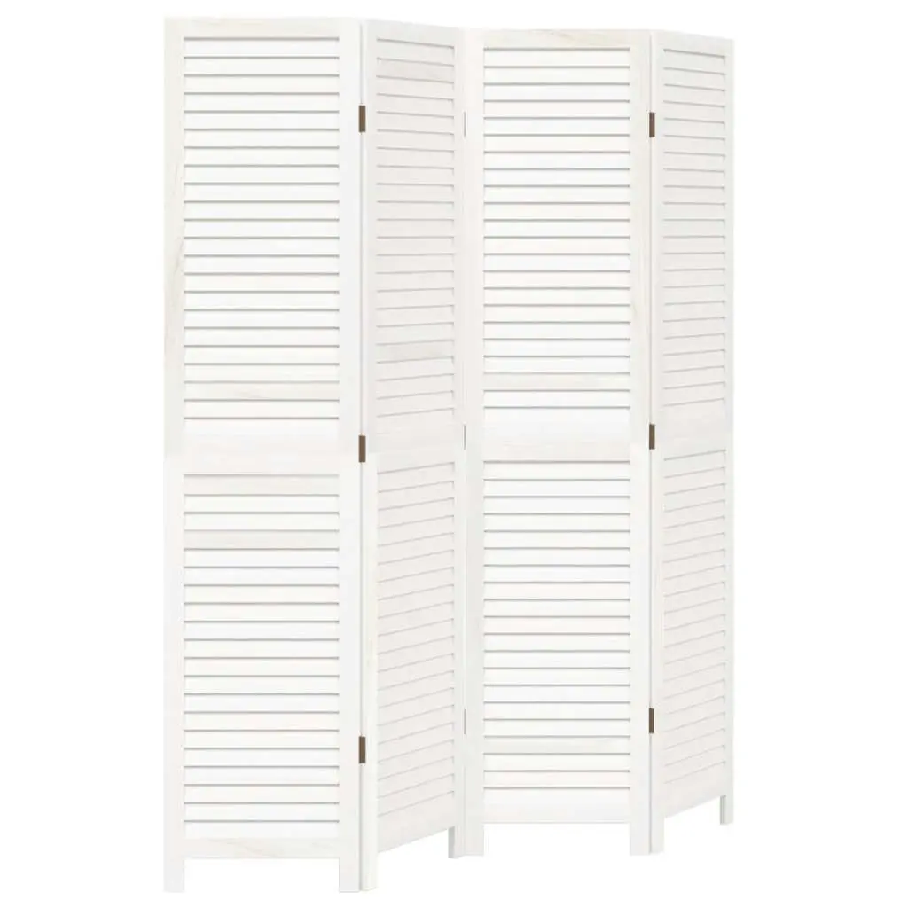 Folding Privacy Screen Partition Solid Wood 4 Panels White Room Divider