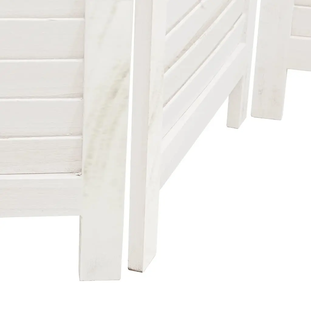 Folding Privacy Screen Partition Solid Wood 4 Panels White Room Divider