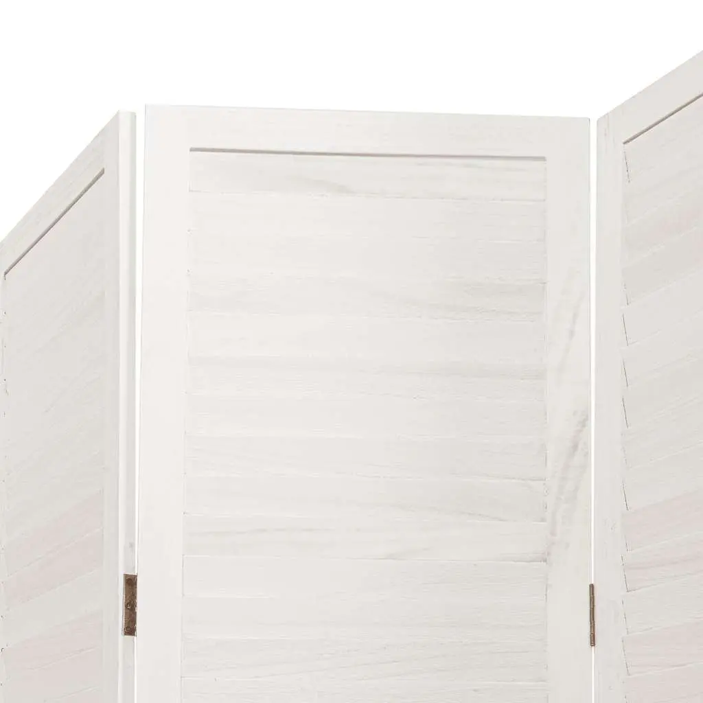 5 Panel Folding Privacy Screen Room Divider White Paulownia Wood for Home Office