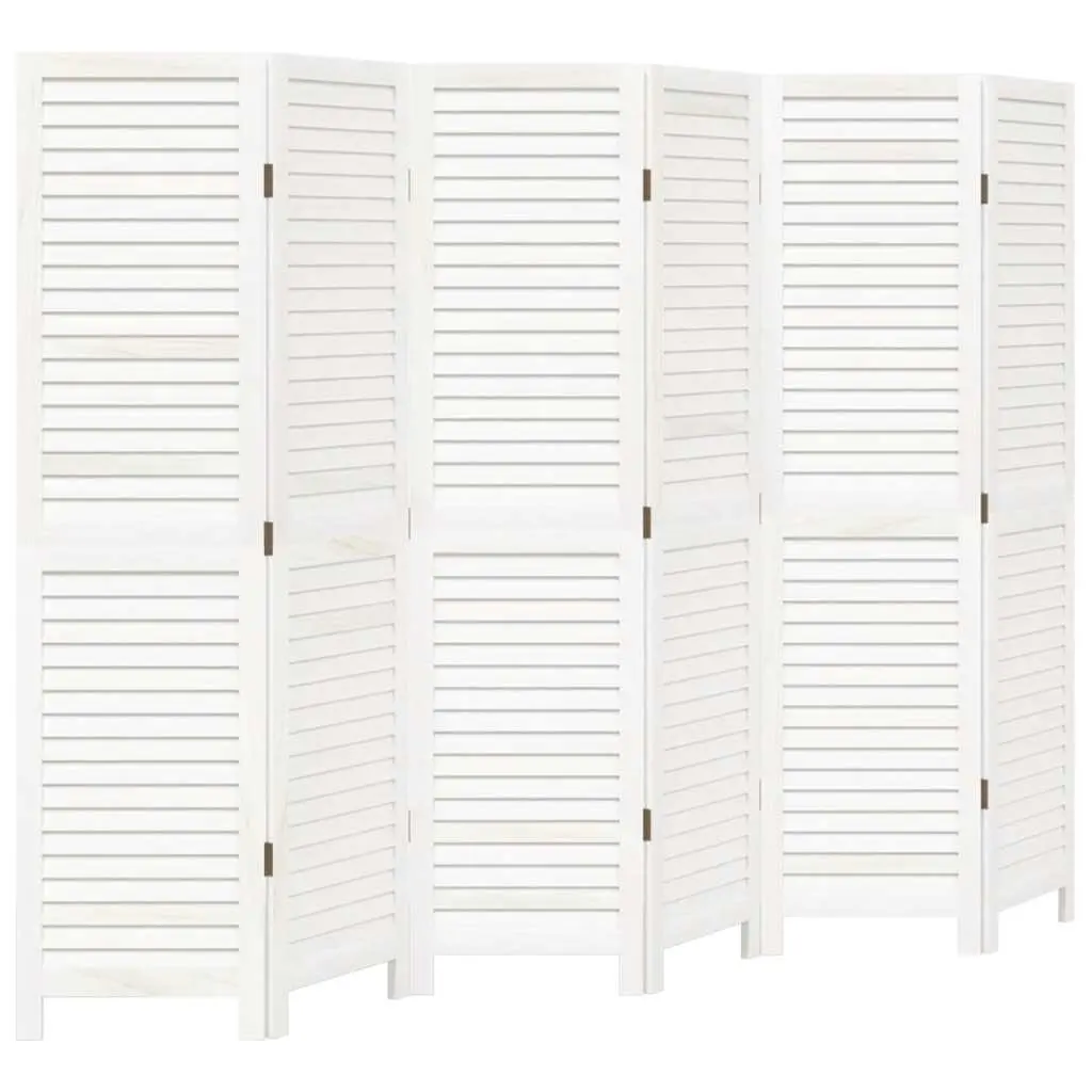 6 Panel Folding Screen Room Divider Solid Wood White Indoor Privacy Partition