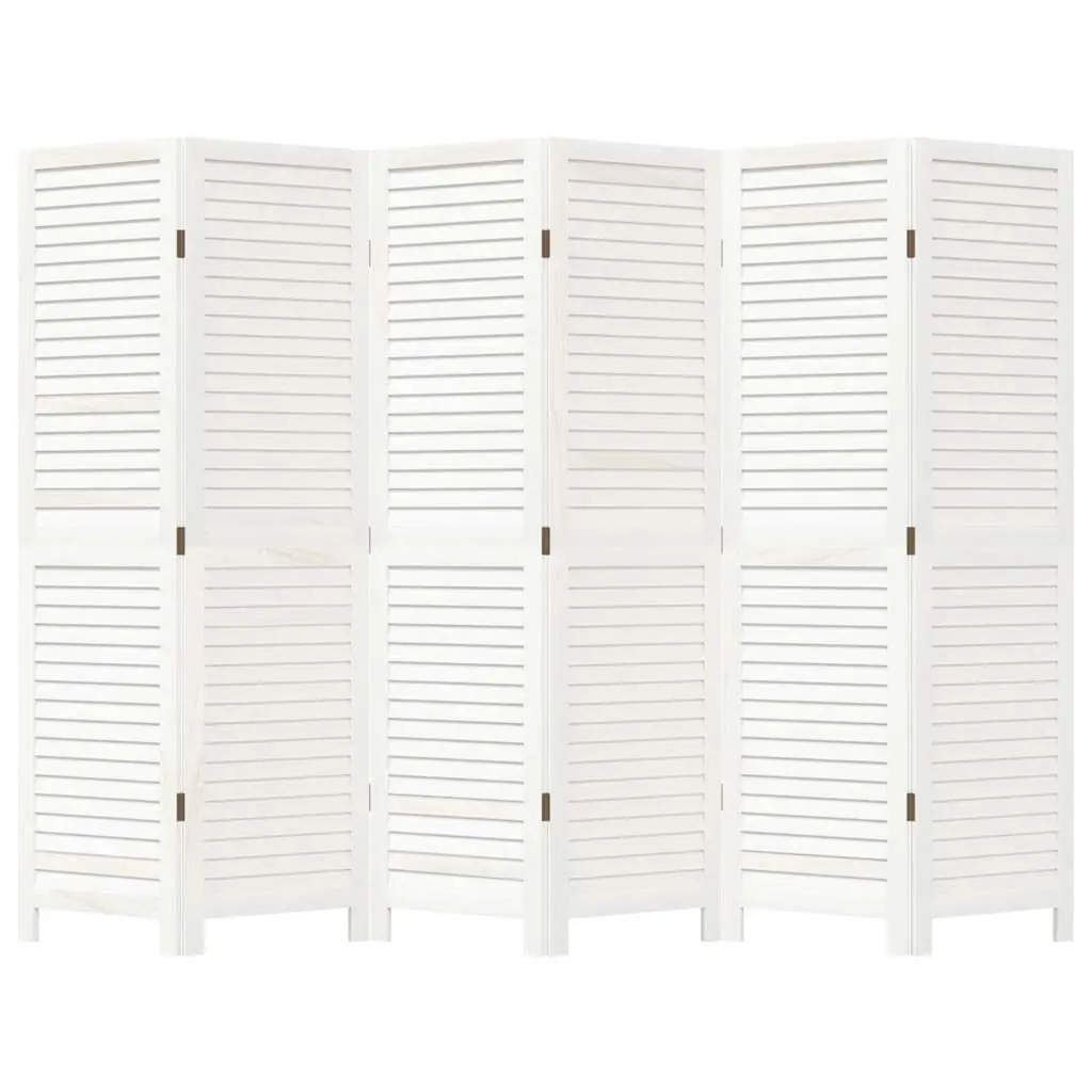 6 Panel Folding Screen Room Divider Solid Wood White Indoor Privacy Partition