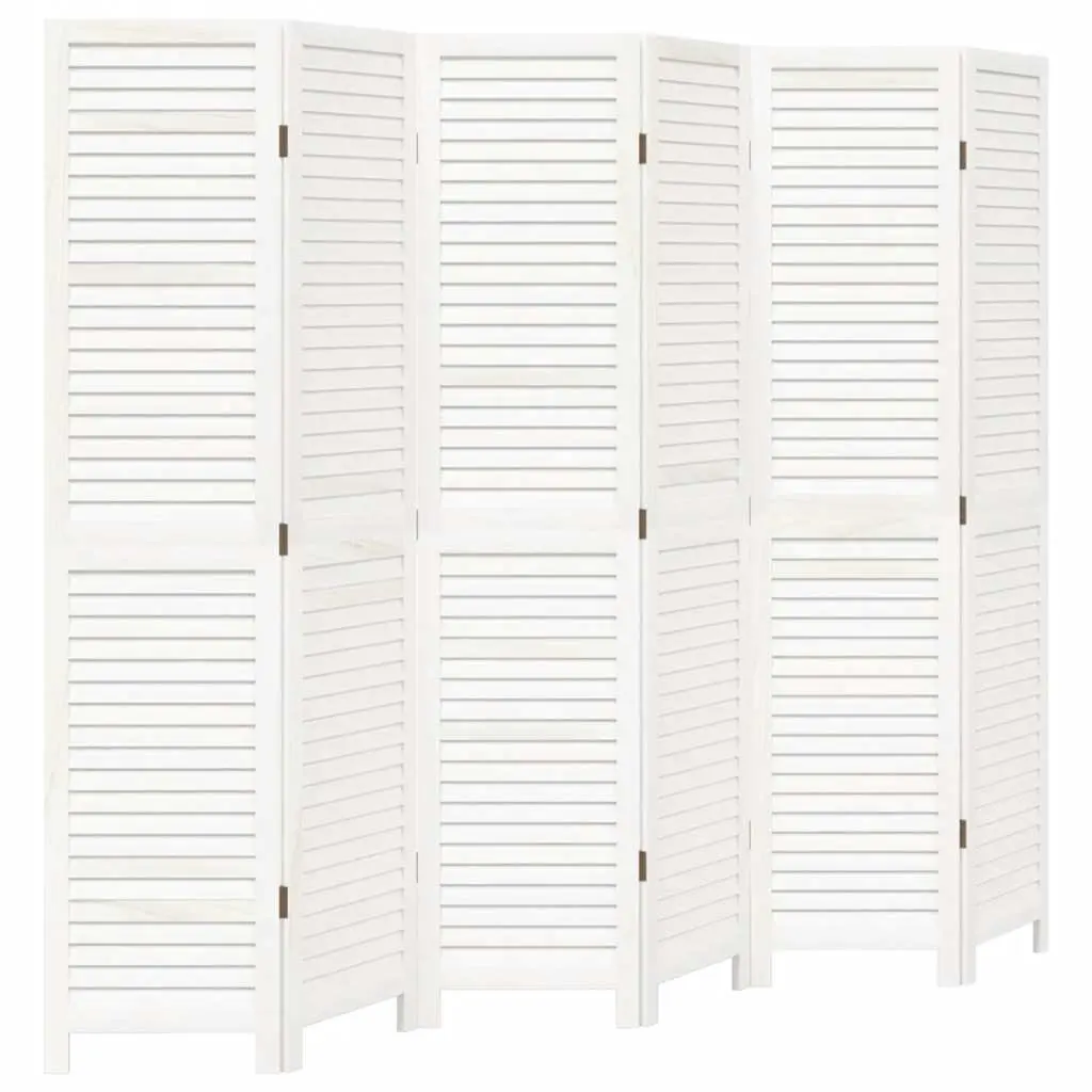 6 Panel Folding Privacy Screen Solid Wood Paulownia White Room Divider