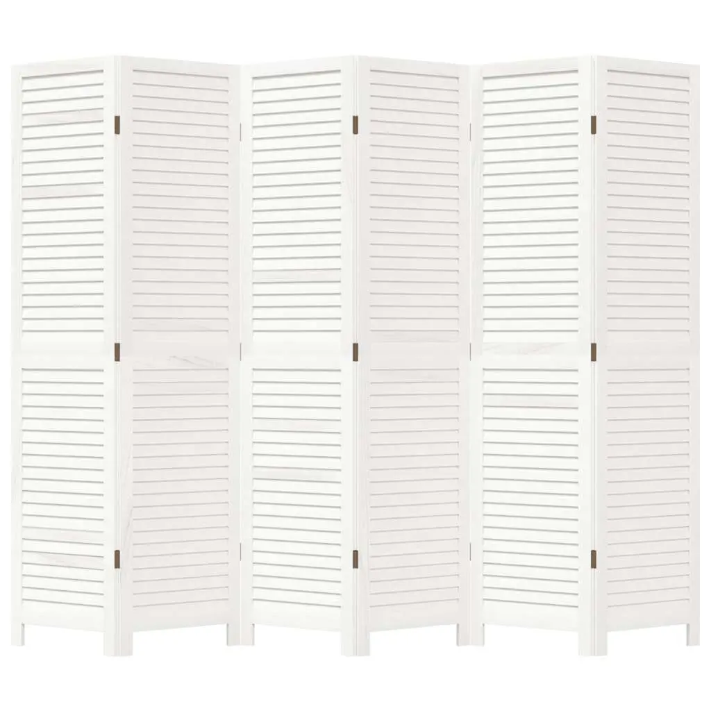 6 Panel Folding Privacy Screen Solid Wood Paulownia White Room Divider