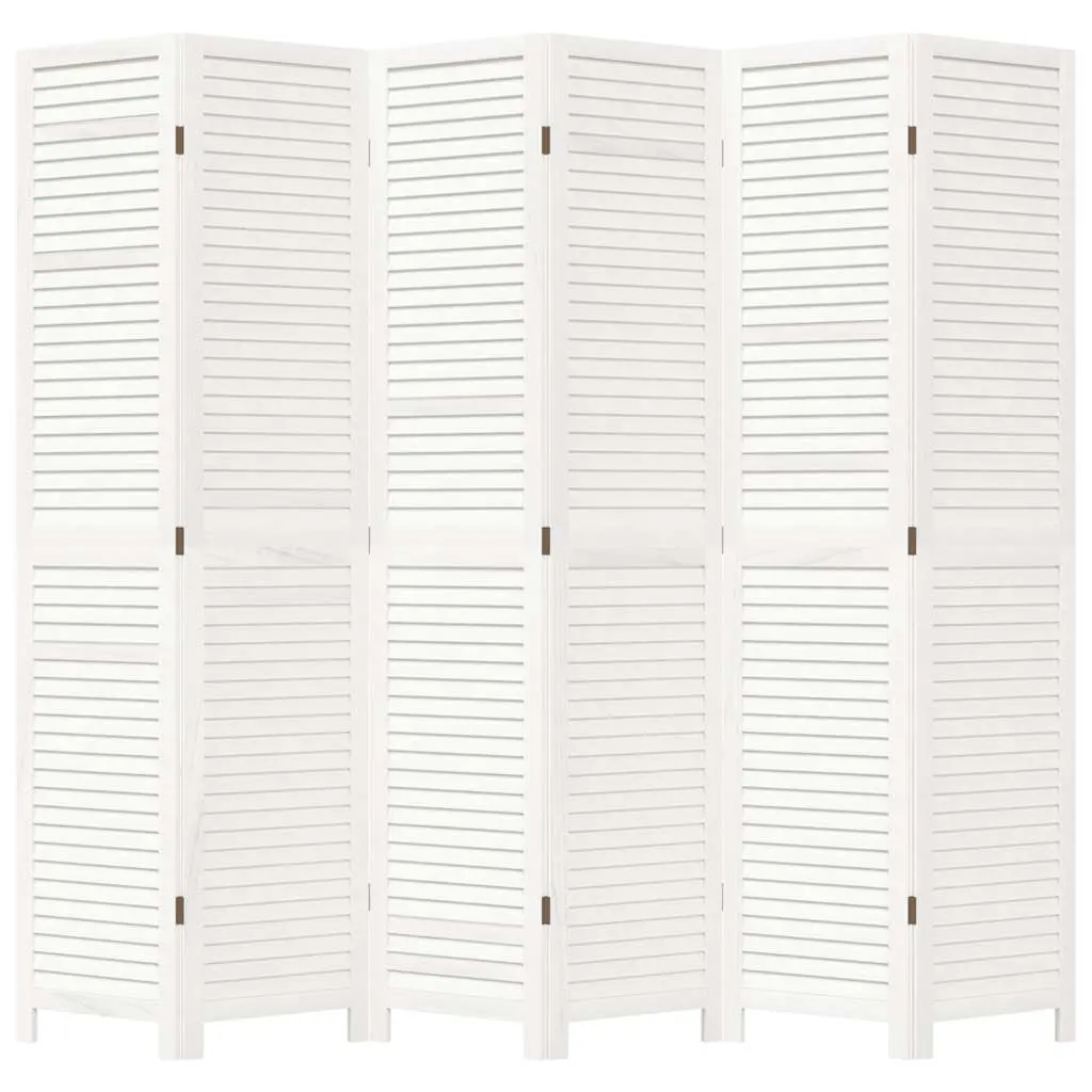 6 Panel Folding Privacy Screen Divider Solid Wood White Partition