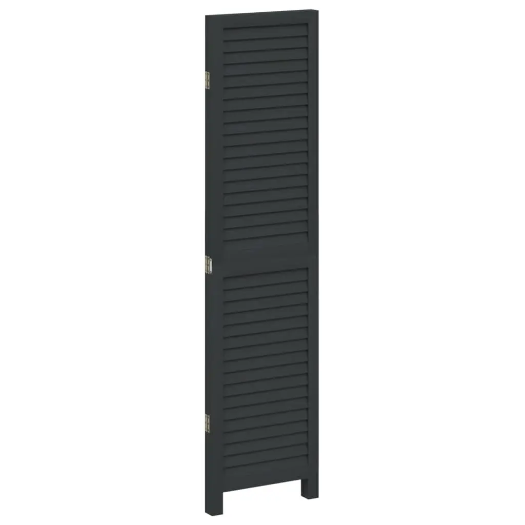 Room Divider Solid Wood 3 Panels Black Folding Privacy Screen Indoor