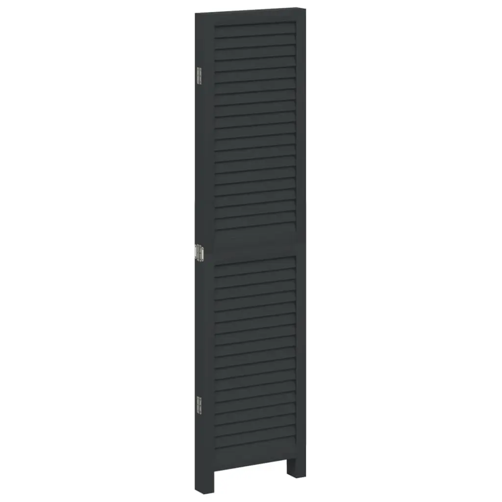 Room Divider 4 Panels Black Solid Wood Paulownia Folding Privacy Screen