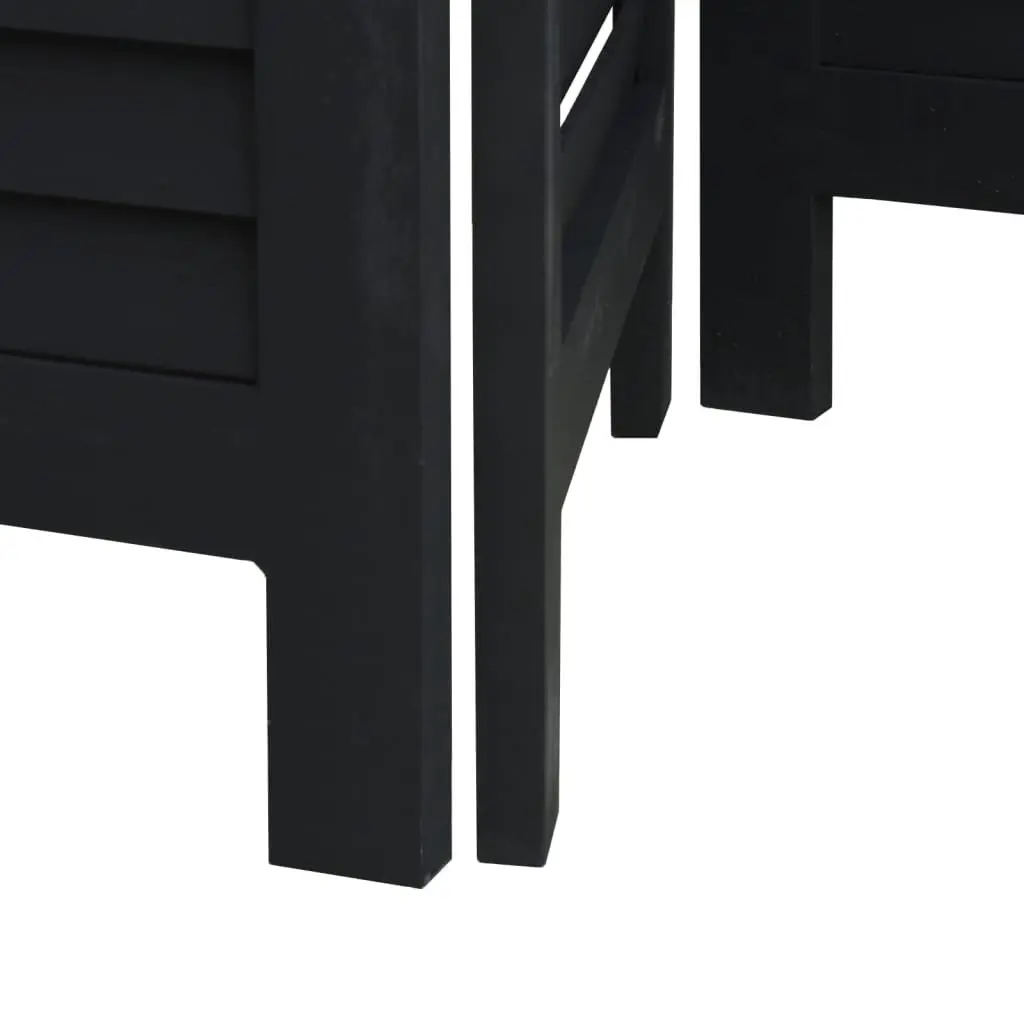 Room Divider 4 Panels Black Solid Wood Paulownia Folding Privacy Screen