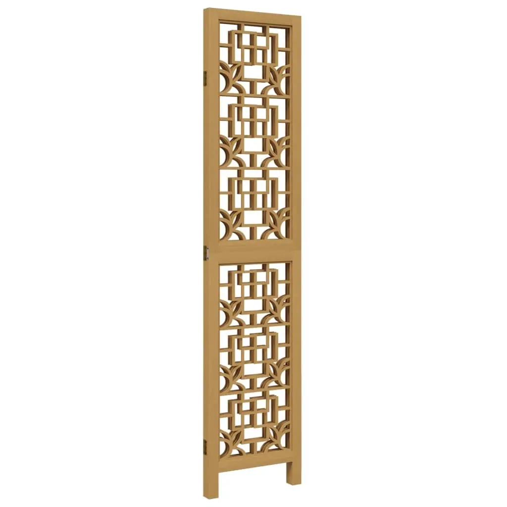 Room Divider Folding Screen 3 Panel Brown Solid Paulownia Wood Privacy Partition