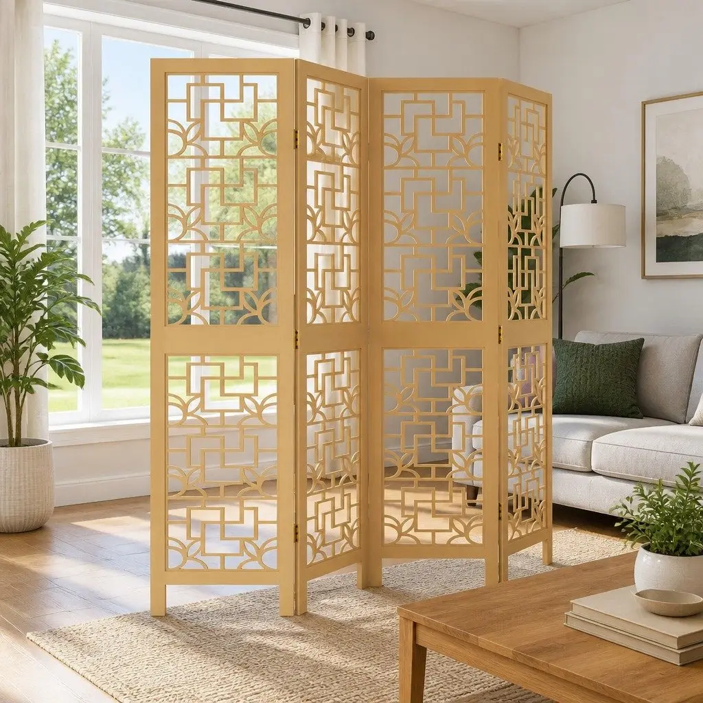 4-Panel Room Divider for Various Spaces