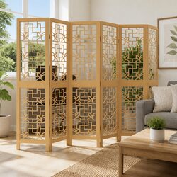 Brown Folding Privacy Screen with 6 Panels