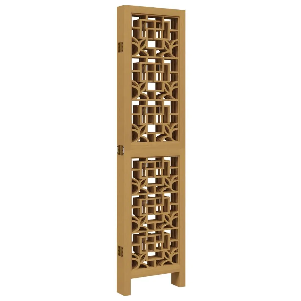 Folding Privacy Screen 6 Panel Brown Solid Wood Room Divider Paulownia
