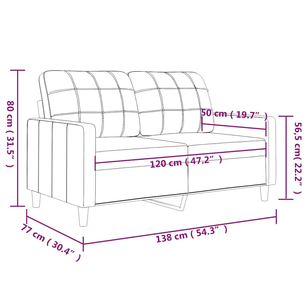 2-Seater Sofa Fabric Black 120cm Modern Lounge Couch