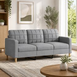 3-Seater Sofa Grey 180cm Fabric Lounge Couch Living Room Settee Padded Armrests