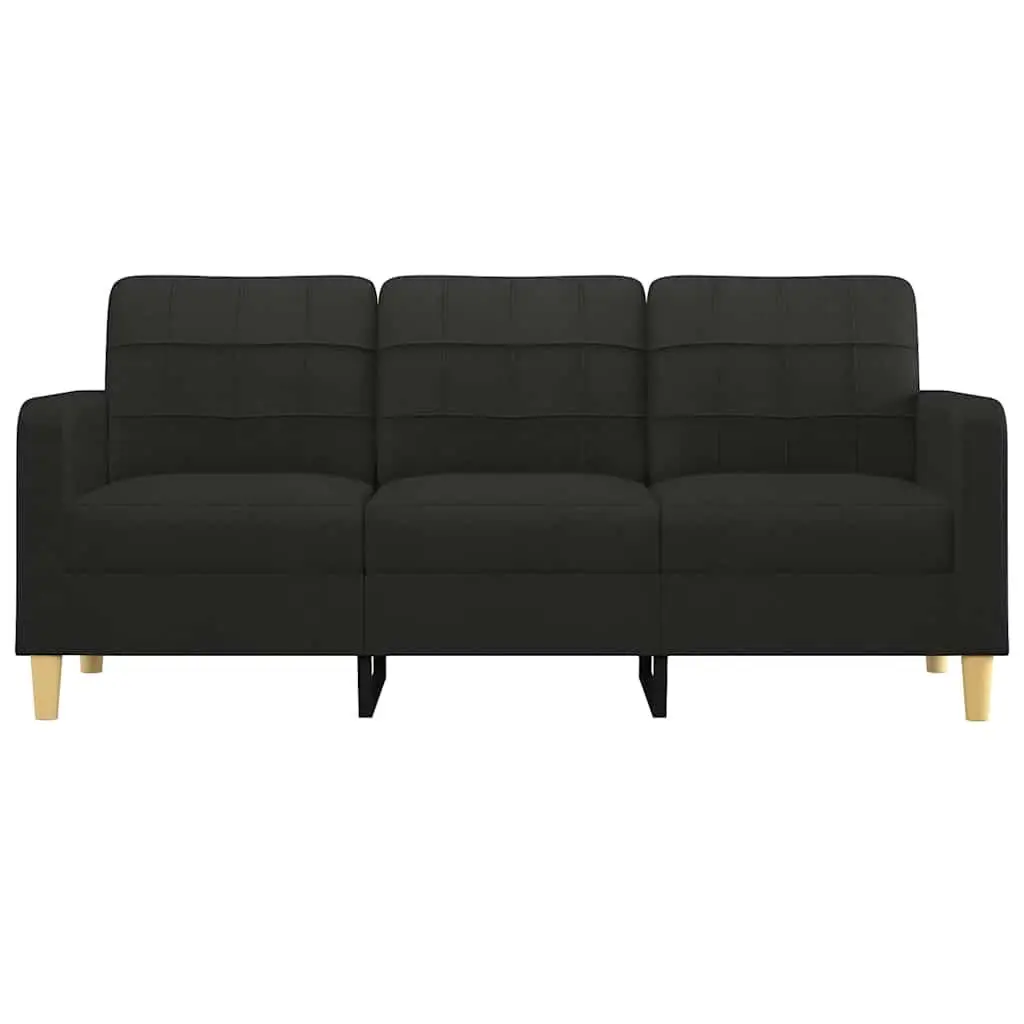 3-Seater Sofa Fabric 180cm Black Modern Living Room Couch