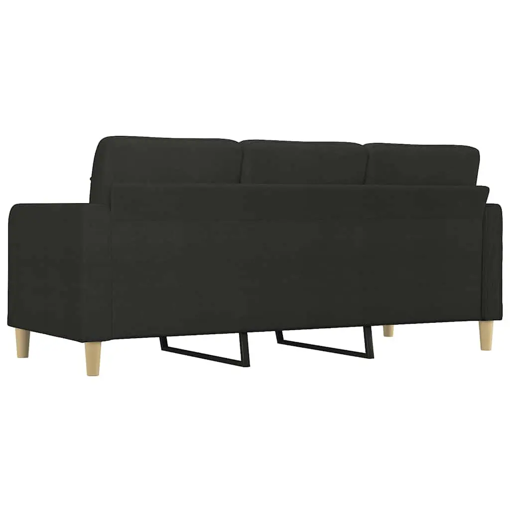 3-Seater Sofa Fabric 180cm Black Modern Living Room Couch