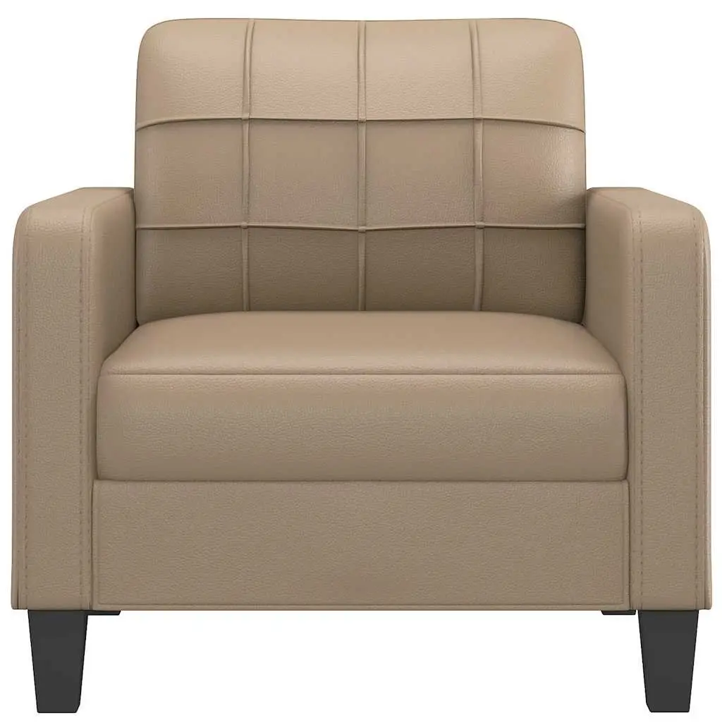 Sofa Chair Brown Faux Leather Armchair Modern Lounge Seating Furniture