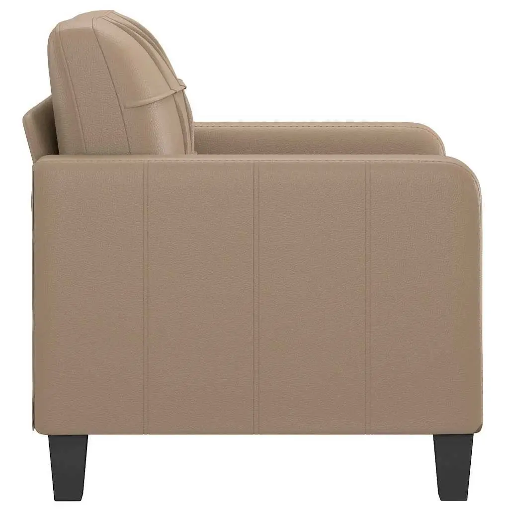 Sofa Chair Brown Faux Leather Armchair Modern Lounge Seating Furniture
