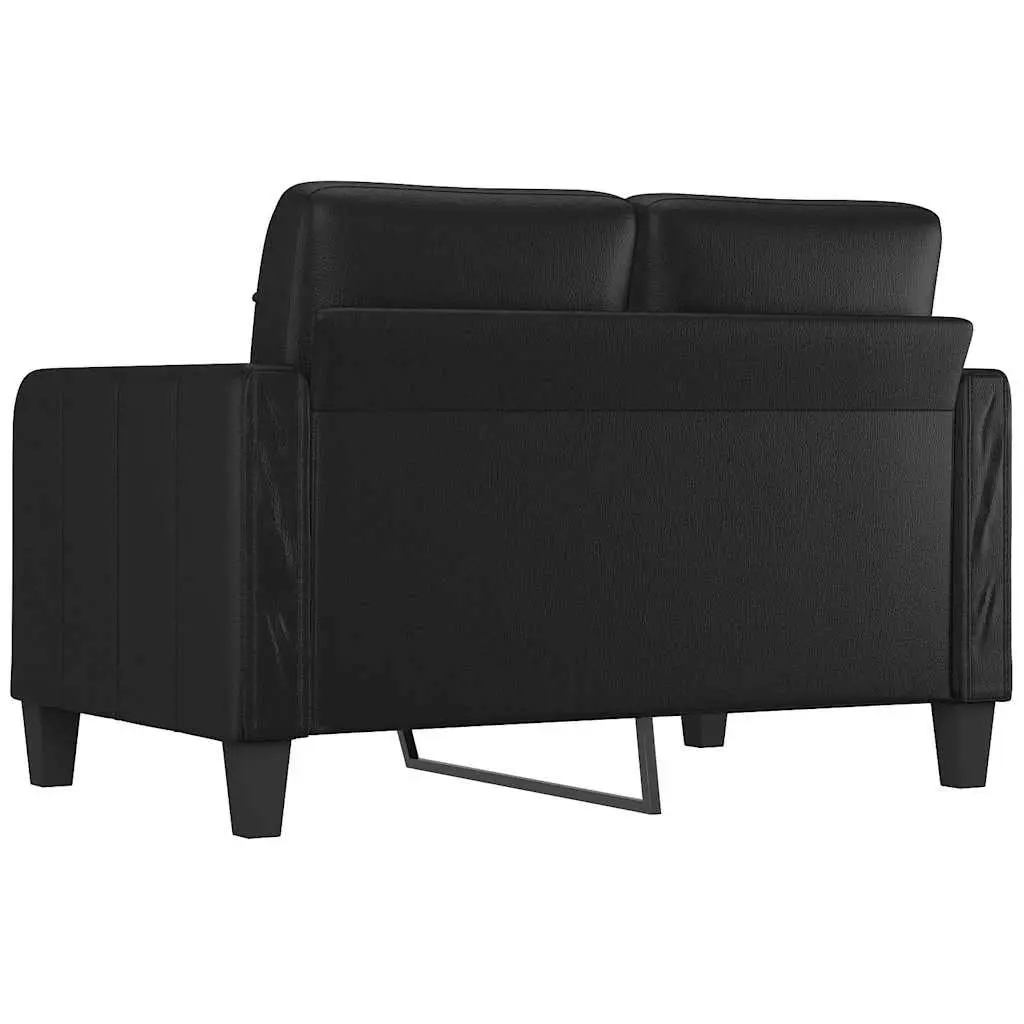 2-Seater Sofa Faux Leather 120cm Black Modern Couch