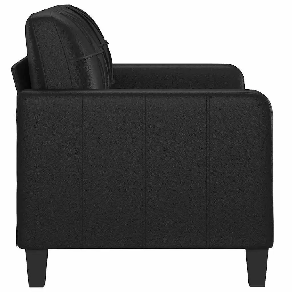 2-Seater Sofa Faux Leather 120cm Black Modern Couch