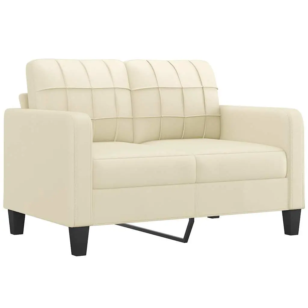2-Seater Sofa Cream Faux Leather Lounge Couch Modern Living Room Furniture 120cm