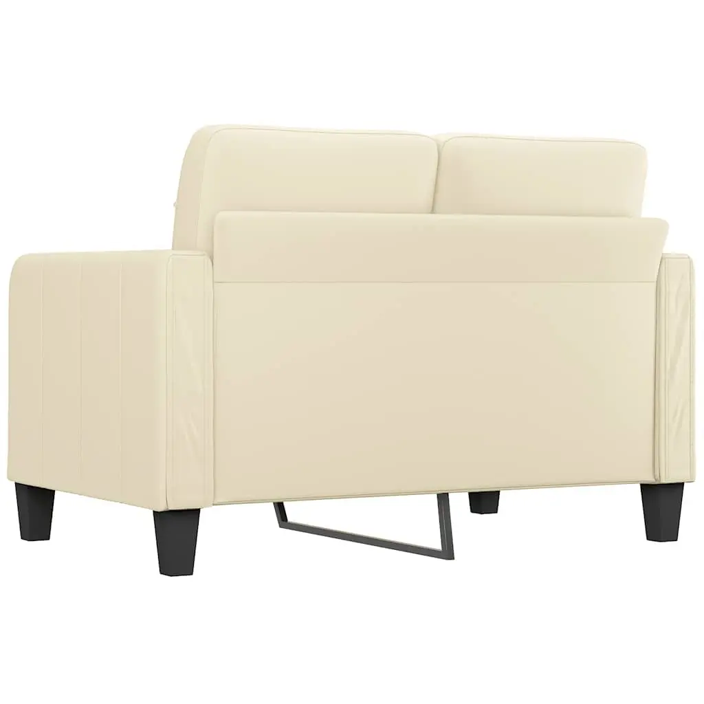 2-Seater Sofa Cream Faux Leather Lounge Couch Modern Living Room Furniture 120cm