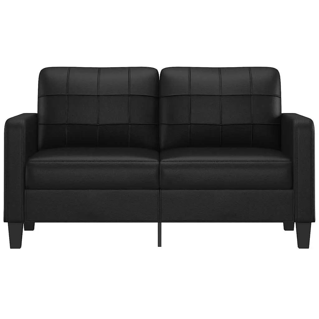 2-Seater Sofa Black 140cm Modern Lounge Couch Faux Leather Living Room Furniture