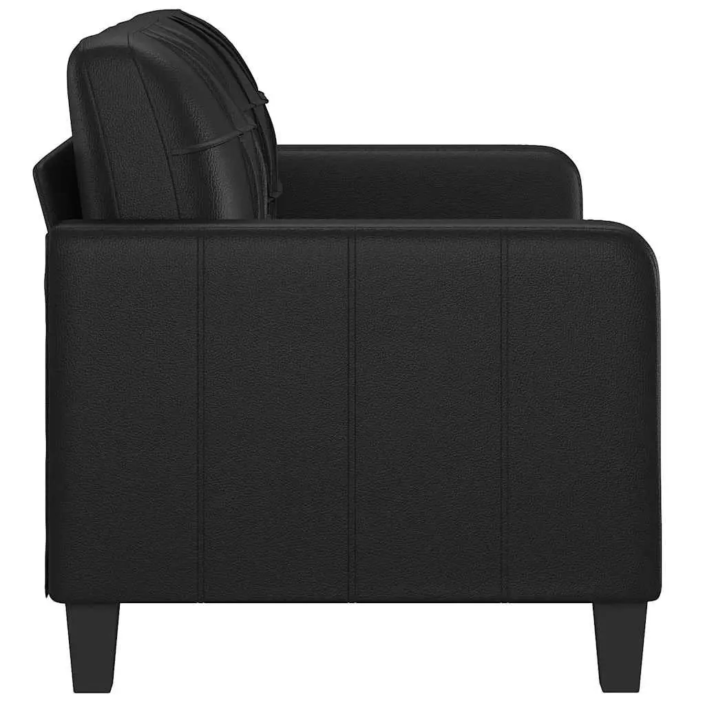 2-Seater Sofa Black 140cm Modern Lounge Couch Faux Leather Living Room Furniture