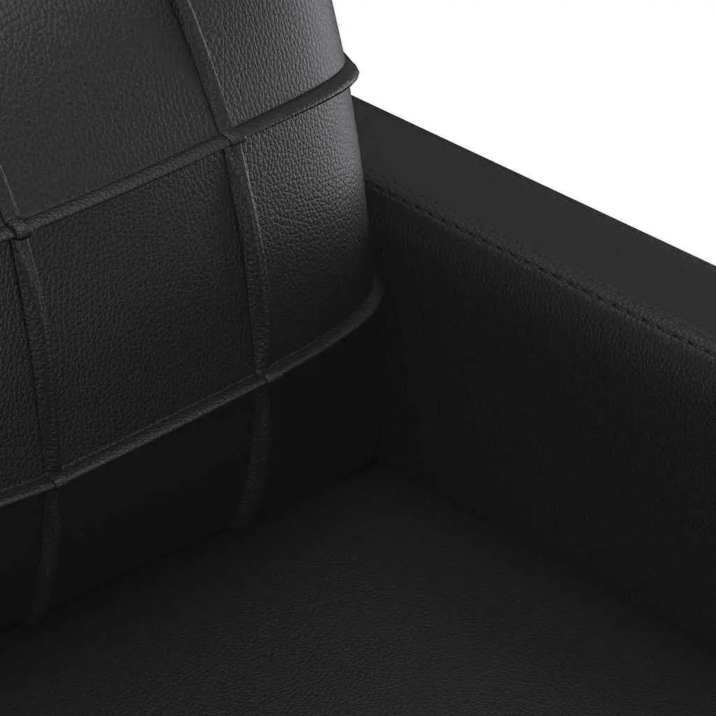 2-Seater Sofa Black 140cm Modern Lounge Couch Faux Leather Living Room Furniture