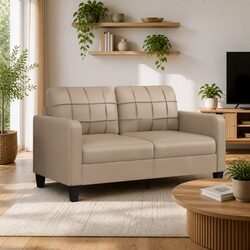 Perfectly Sized Brown Faux Leather Sofa for Every Home