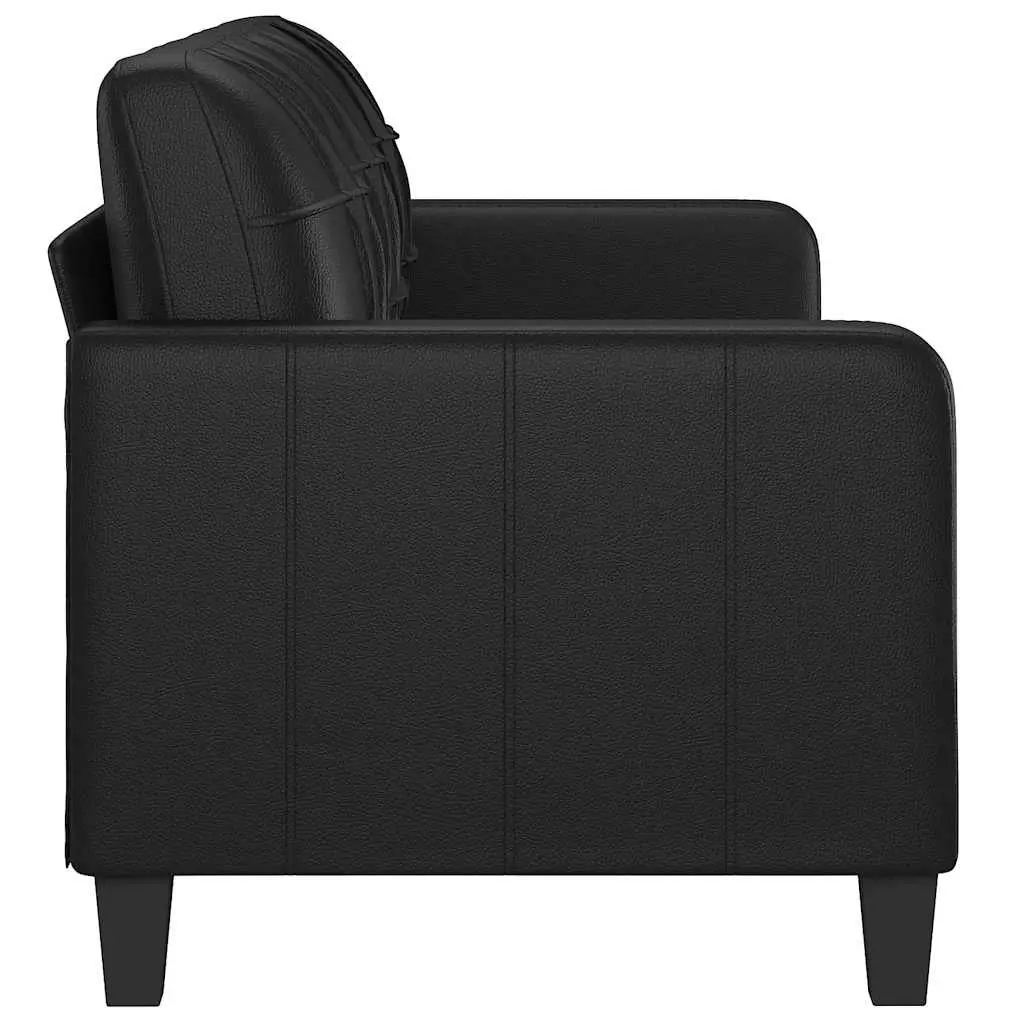 3-Seater Sofa Black Faux Leather Lounge Couch Modern Living Room Furniture 180cm